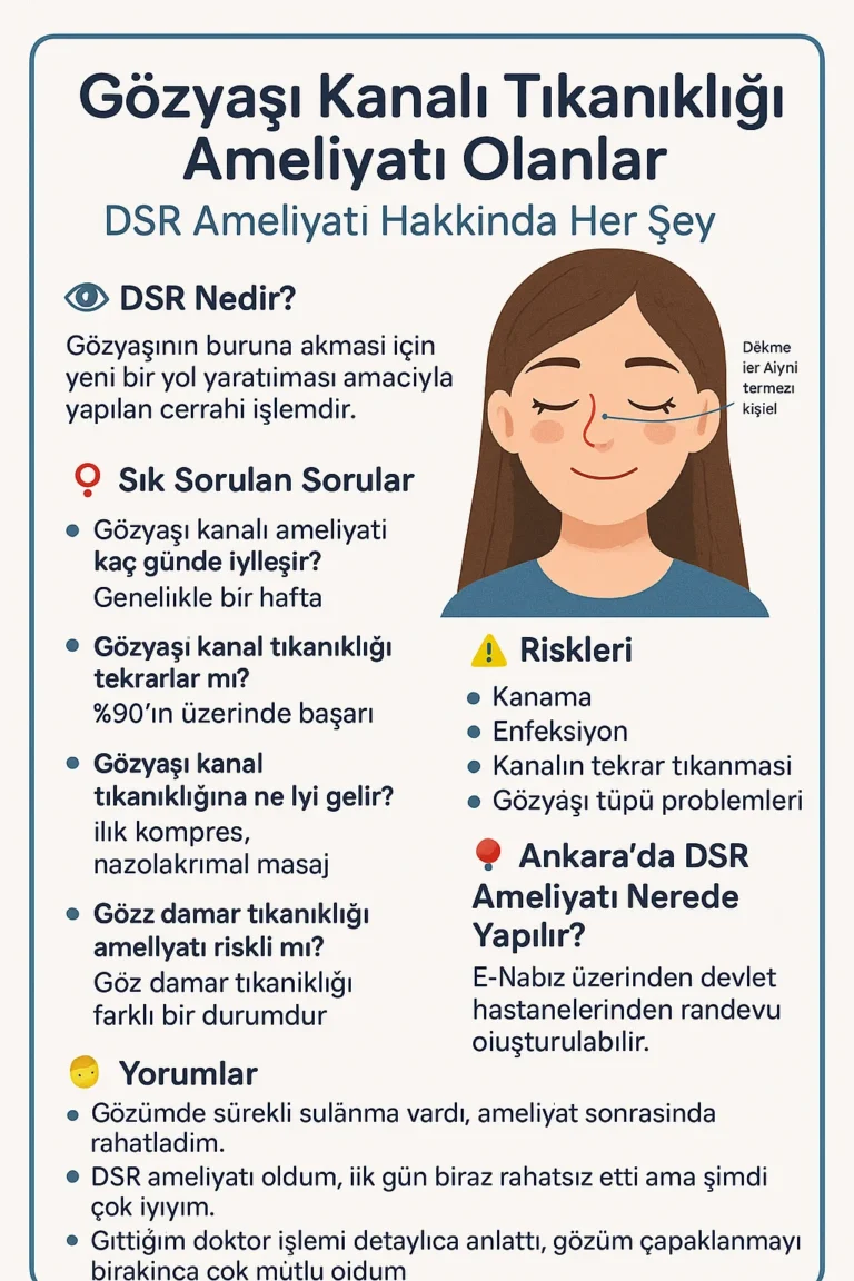 Gözyaşı Kanalı Tıkanıklığı Ameliyatı Olanlar İçin Rehber: DSR (Dakriyosistorinostomi) Ameliyatı Hakkında Her Şey
