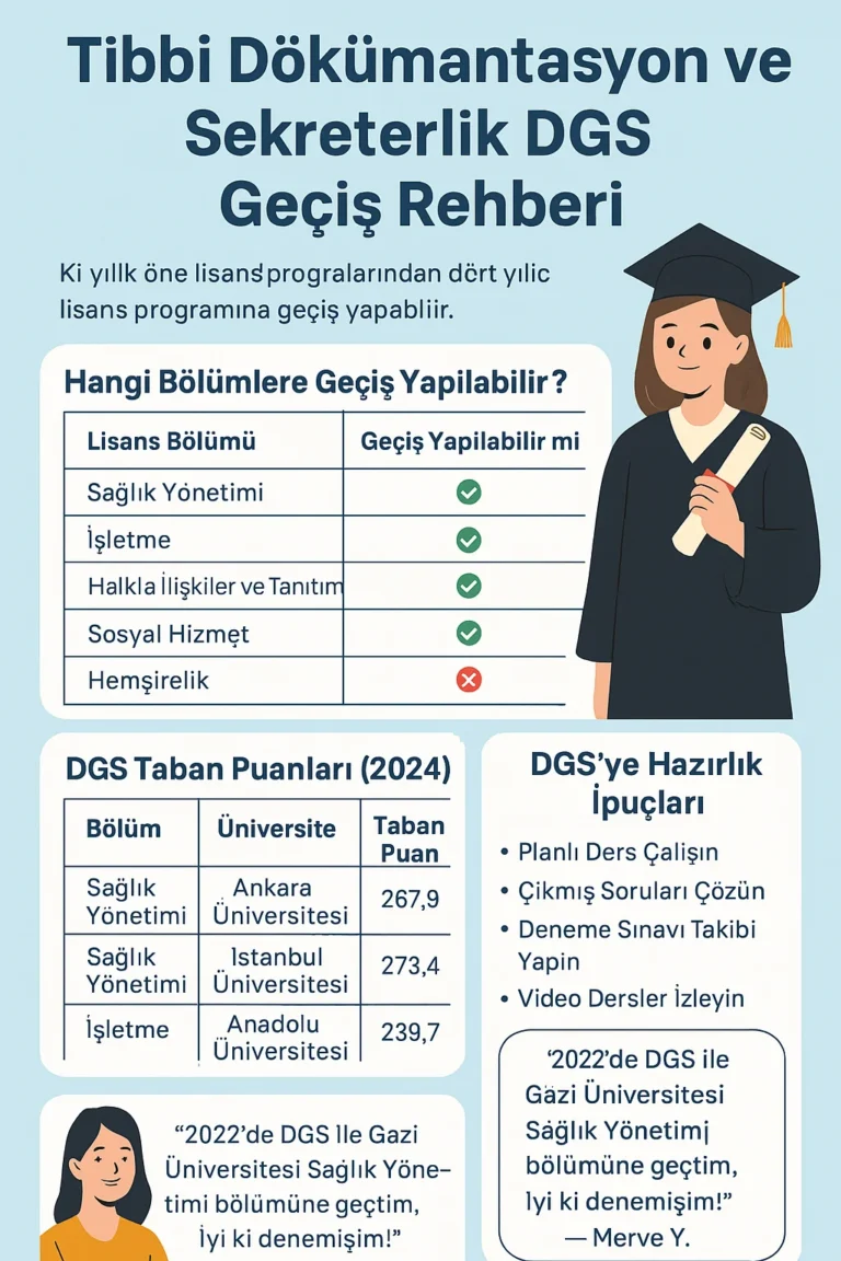 Tıbbi Dökümantasyon ve Sekreterlik DGS Geçiş Rehberi (2026)