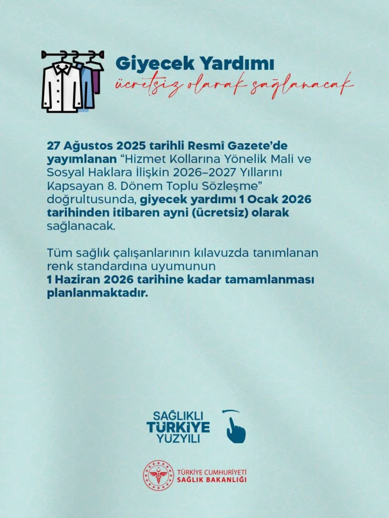 ⚕️Sağlık Bakanlığı giyecek yardımına dair bilgilendirme paylaştı.