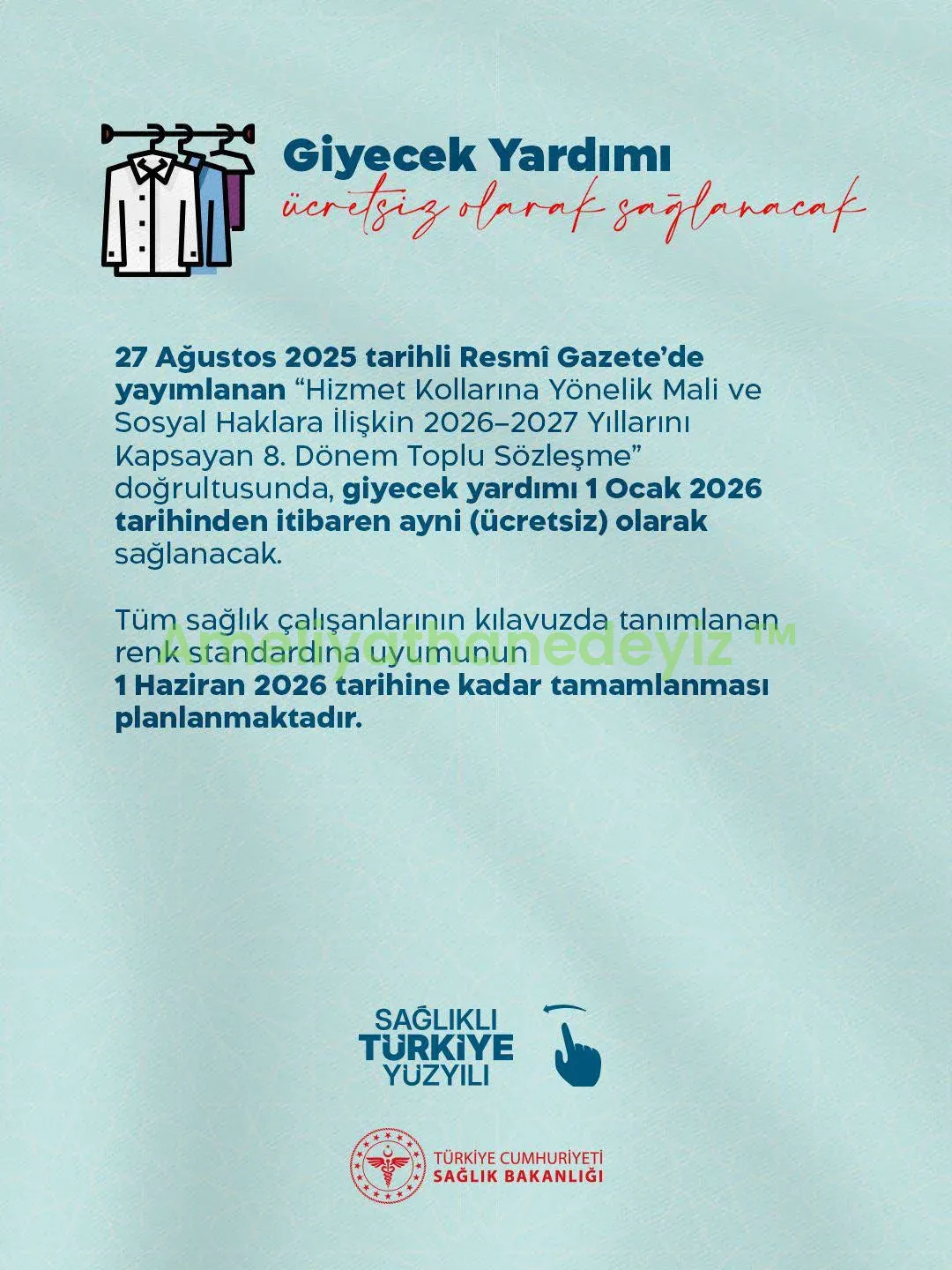 ⚕️Sağlık Bakanlığı giyecek yardımına dair bilgilendirme paylaştı.